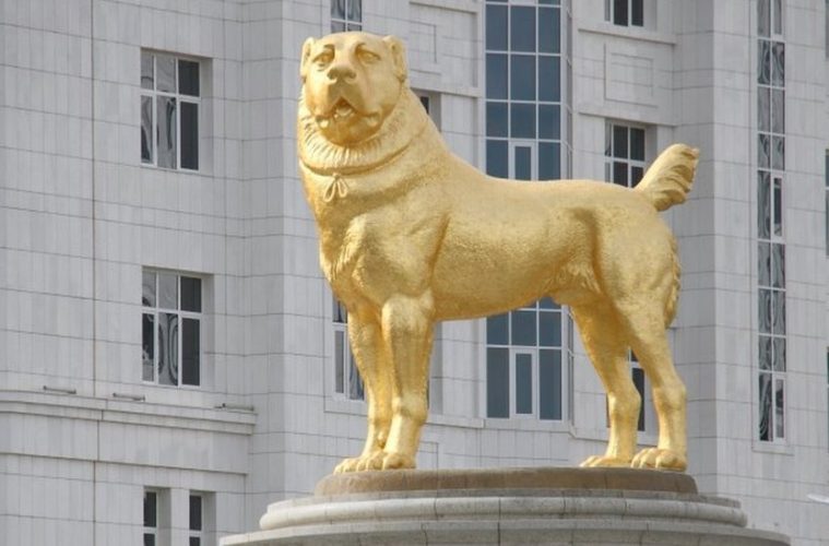 Turkmenistan President unveils giant Gold statue of the Favorite dog breed